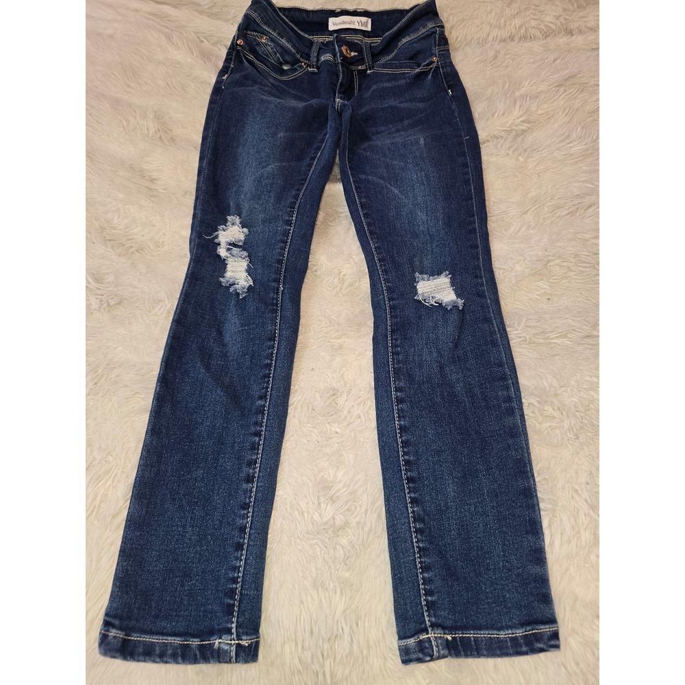 YMI Wanna Betta Fit Distressed Dark Wash Skinny Jeans Kids Size 8